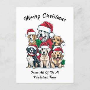 Cute Dog Christmas Drawing Holiday Postcard