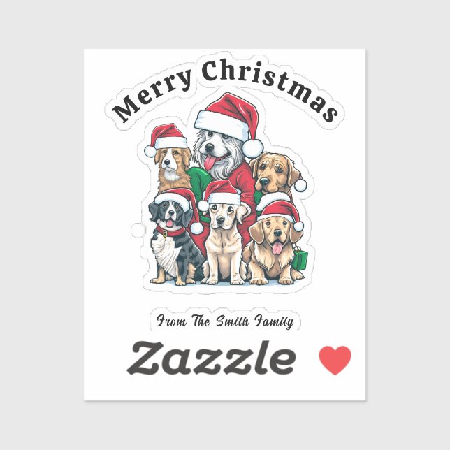 Cute Dog Christmas Drawing  Sticker (Sheet)