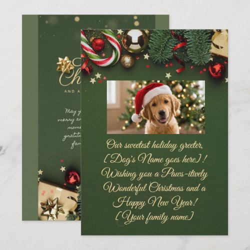 Cute Dog Christmas Family Photo Greeting Card