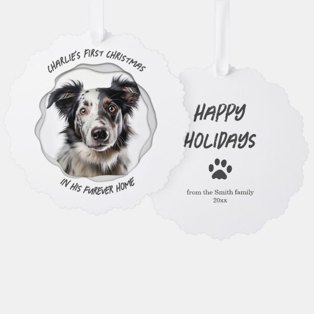 Cute Dog Christmas Holiday Ornament Card (Front/Back)