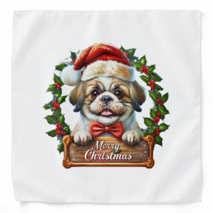Cute Dog Christmas Ornament - Merry Christmas Bandana
