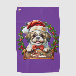 Cute Dog Christmas Ornament - Merry Christmas Golf Towel