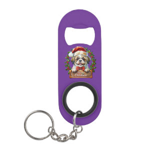 Cute Dog Christmas Ornament - Merry Christmas Keychain Bottle Opener