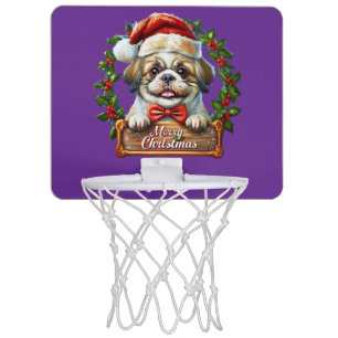 Cute Dog Christmas Ornament - Merry Christmas Mini Basketball Hoop