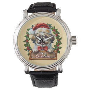 Cute Dog Christmas Ornament - Merry Christmas" Watch