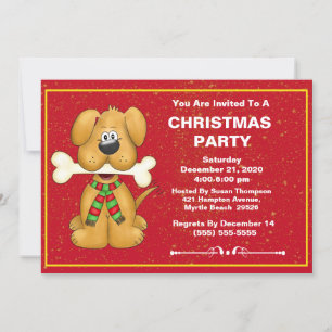 Cute Dog Christmas Party Invitation