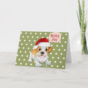 Cute Dog Christmas Polka Dots Holiday Card
