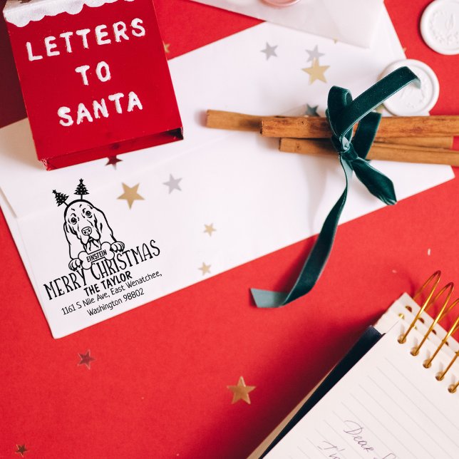 Cute Dog Christmas Return Address  Rubber Stamp (Creator Uploaded)