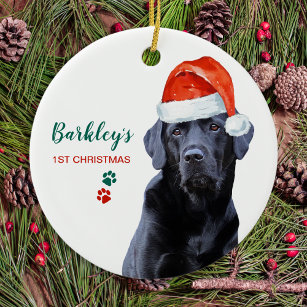 Cute Dog Christmas Santa Dog Pet Black Labrador Ceramic Ornament
