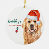 Cute Dog Christmas Santa Dog Pet Golden Retriever Ceramic Ornament | Zazzle