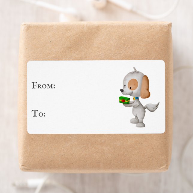 Cute Dog Christmas To From Sticker (Insitu)