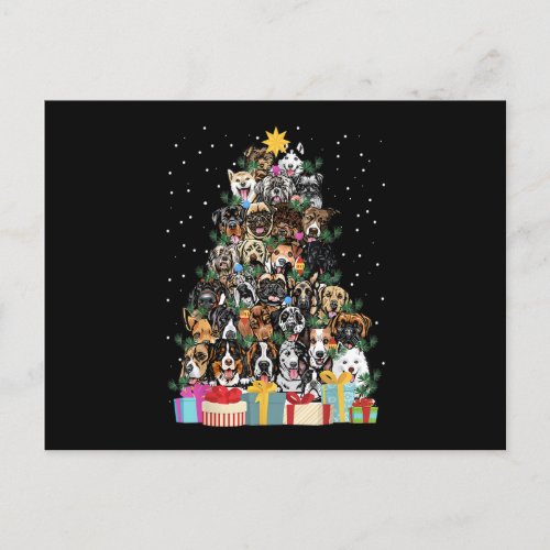 Cute Dog Christmas Tree Fairy Lights Xmas Pet Pupp Postcard