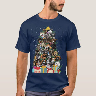 Cute Dog Christmas Tree Fairy Lights Xmas Pet Pupp T-Shirt