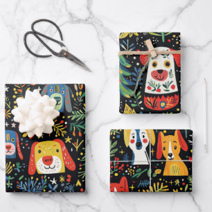 Cute Dog Christmas wrapping paper sheets