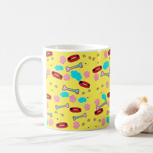 Cute Dog Collar and Bone Design Coffee Mug (With Donut)