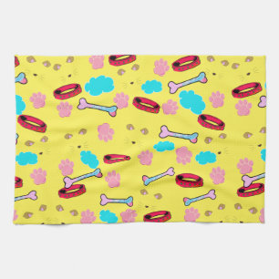 Cute Dog Collar and Bone Design Kitchen Towel