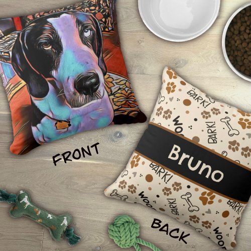 Cute Dog Colorful Art Personalized Pattern Throw Pillow
