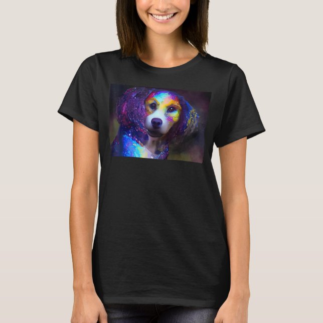 Cute Dog   colorful gems dog T-Shirt (Front)
