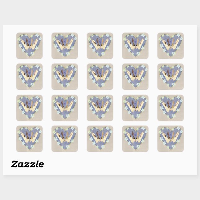 Cute Dog Couple in Heart Wedding Sticker (Sheet)