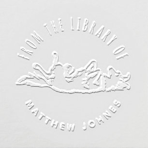 Cute Dog Custom Name Library Books Embosser