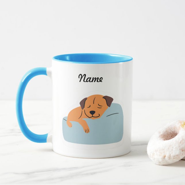 Cute Dog Customizable-Name Mug (With Donut)