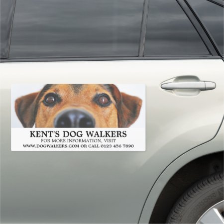 Cute Dog, Dog Walker Service Advertising Car Magnet