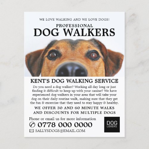 Cute Dog  Dog Walker Service Advertising Flyer