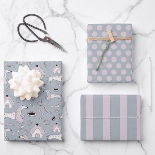 Cute Dog Doghouse Wrapping Paper Set