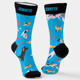 Cute Dog Doodle Pattern Retro Puppy Lover Socks