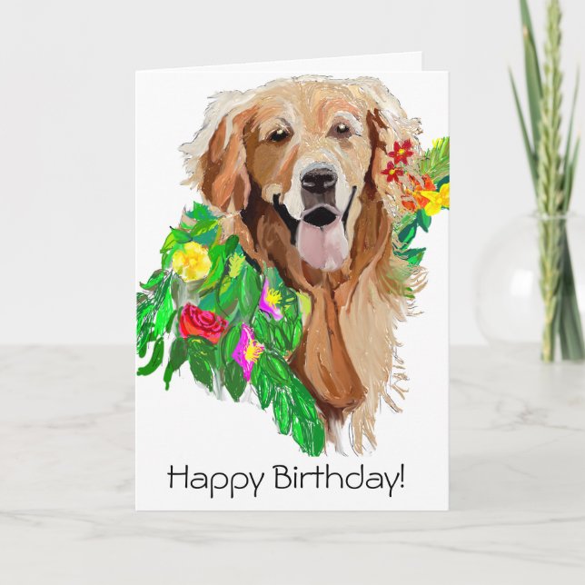 Cute Dog Dreamy Golden Retriever Card (Front)