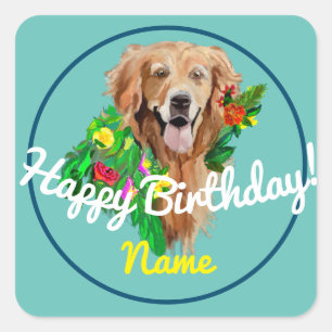 Cute Dog Dreamy Golden Retriever Square Sticker