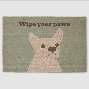 Cute Dog, Dusty Blue Fiber Doormat