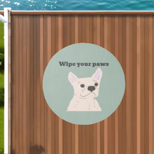 Cute Dog, Dusty Blue Outdoor Rug