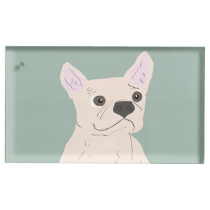 Cute Dog, Dusty Blue Place Card Holder