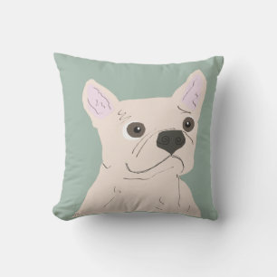 Cute Dog, Dusty Blue Throw Pillow