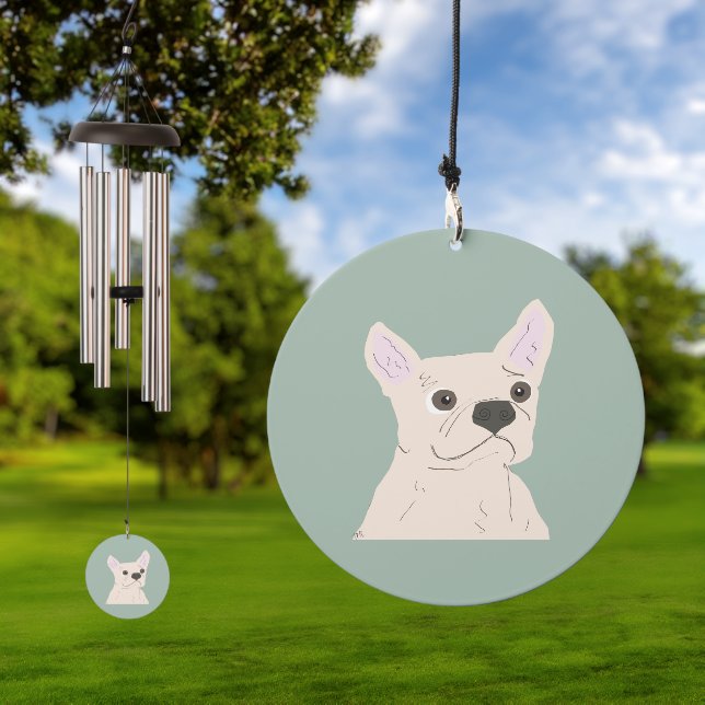 Cute Dog, Dusty Blue Wind Chime (Outdoor)