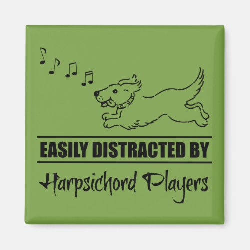 Cute Dog Easily Distracted by Harpsichord Players Square Magnet