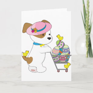 Cute Dog Easter Eggs Holiday Card