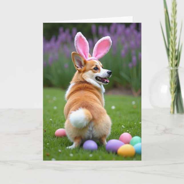 Cute Dog Easter Fun Time Card (Front)