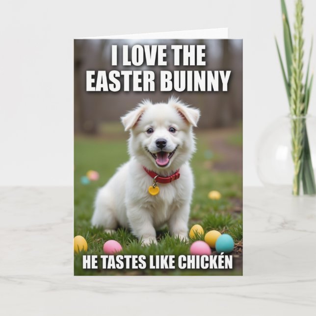 Cute Dog Easter Joke Greeting Card (Front)