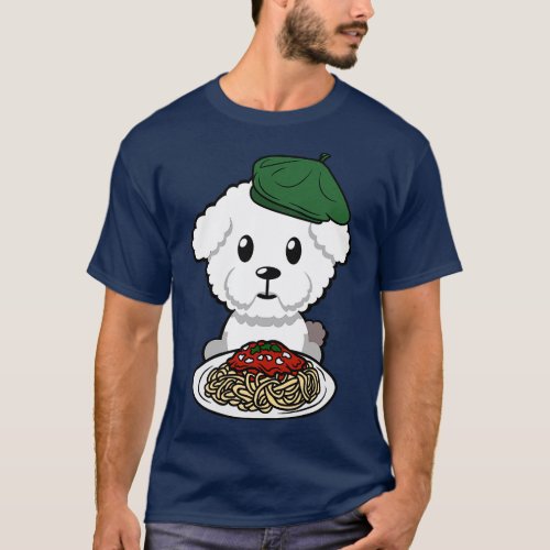 Cute dog eating spaghetti T_Shirt
