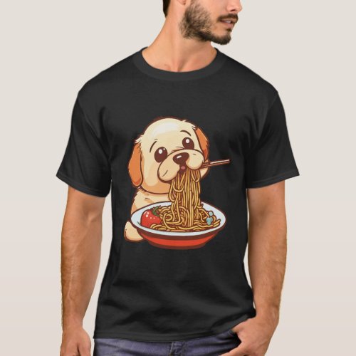 Cute Dog Eating Spaghetti T_Shirt