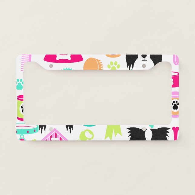 Cute Dog Elements License Plate Frame (Front)