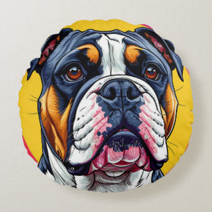 🐶 Cute Dog Expressive Eyes Cartoon Round Pillow