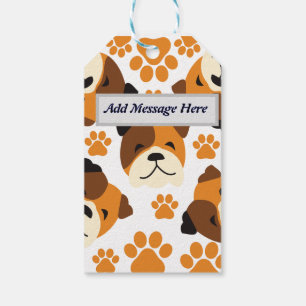 Cute Dog Face and Paws Gift Tags