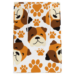 Cute Dog Face and Paws Medium Gift Bag