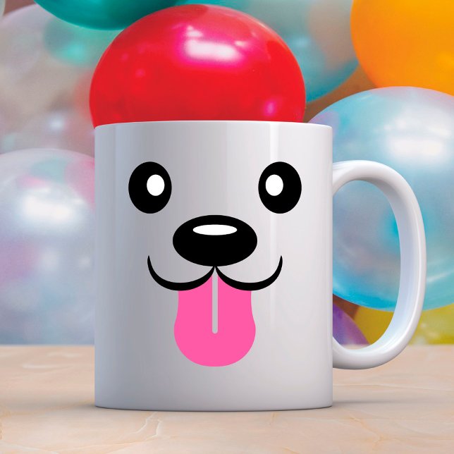 Cute Dog Face Eyes Tongue Personalized Coffee Mug (Creator Uploaded)