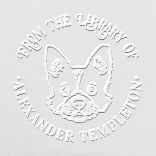 Cute Dog Face “From the Library of” Book Name Embosser