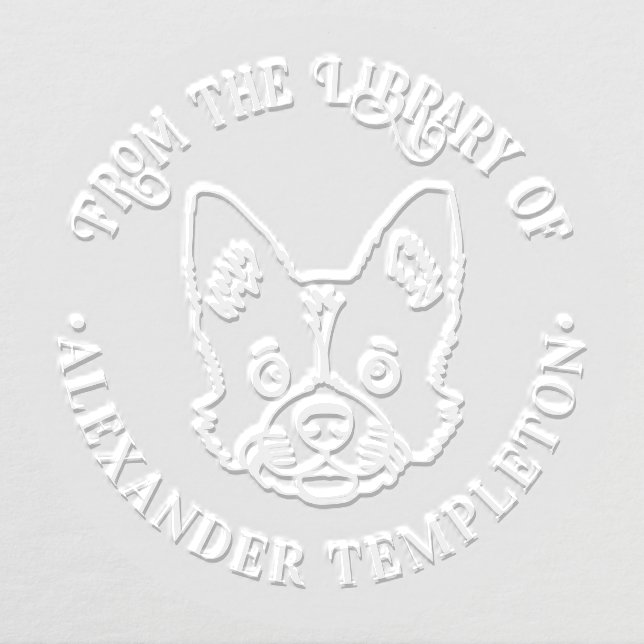 Cute Dog Face “From the Library of” Book Name Embosser (Design)
