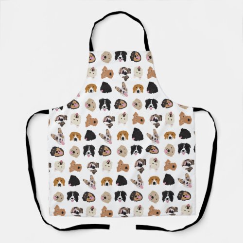 Cute Dog Face Illustration Pattern Apron